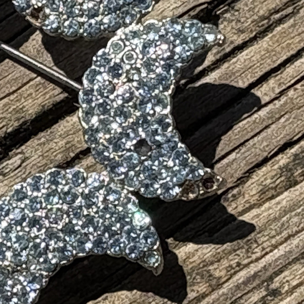 Vintage Rhinestone Crescent Moon Brooch Pin Celestial Astrology Tarot Mystical - Picture 2 of 5